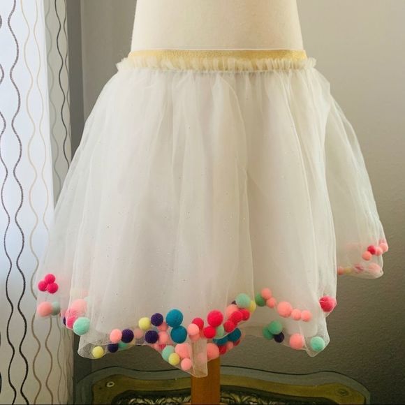 New Cat & Jack tulle tutu skirt with Pom Pom balls